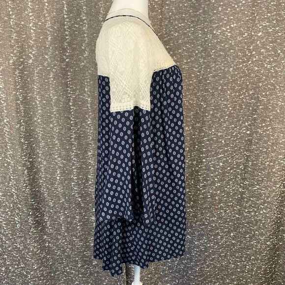 Umgee Lace Bell Sleeve Boho Blue Mini Dress Women's‎ Small - Picture 3 of 12